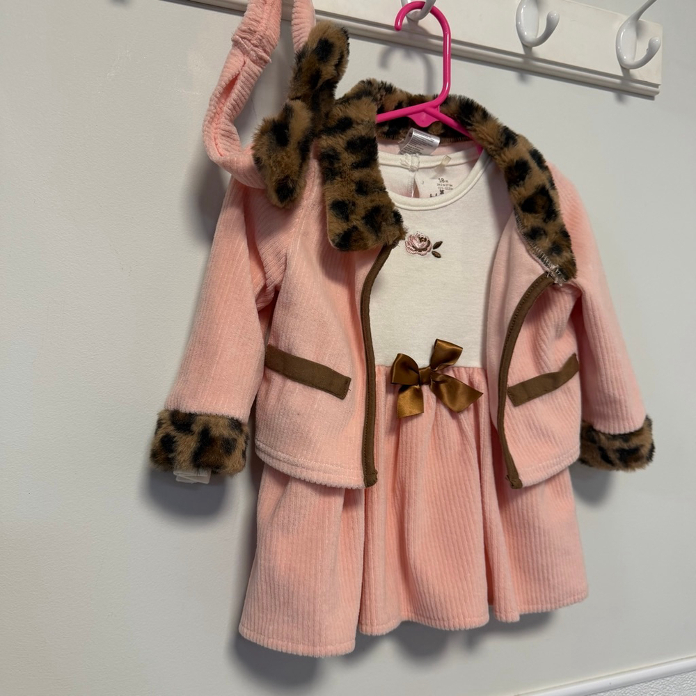 Baby Starters Girls Pink Corduroy Matching Set 18 Months leopard Headband - Picture 8 of 16